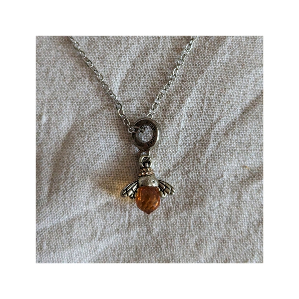 Honey Bee Silver Charm Chain Necklace